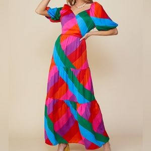 Skies are blue | Size M | MULTICOLOR TIERED MAXI DRESS | NWT